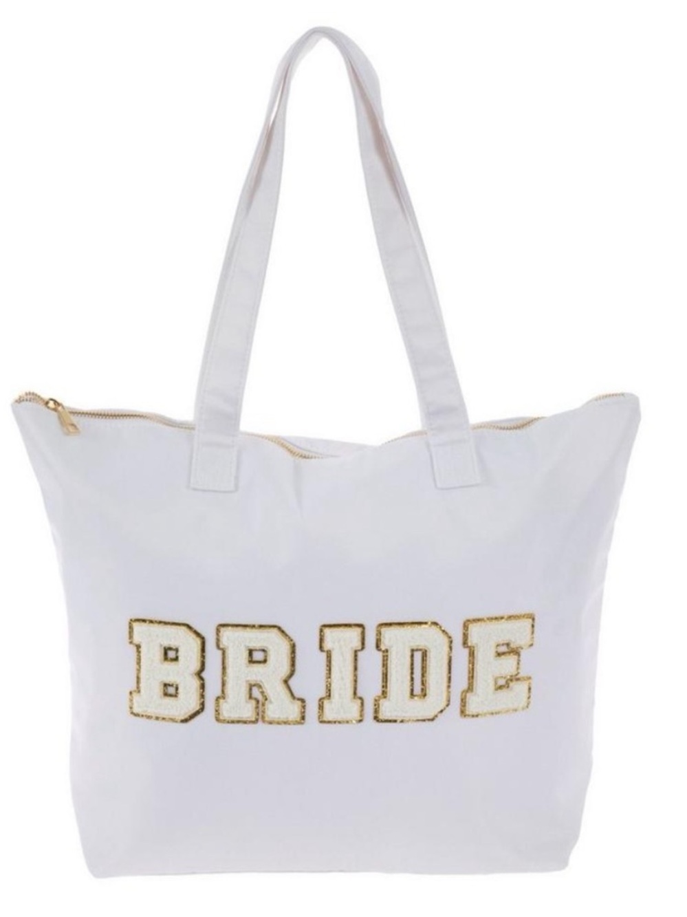 NWOT Bride White Tote Bag with Gold Lettering